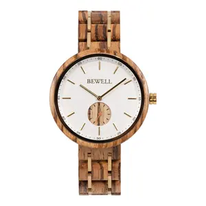 新しい到着高級時計カスタム時計手作りドロップシッパー木製時計ステンレス鋼と木製リストバンド付き