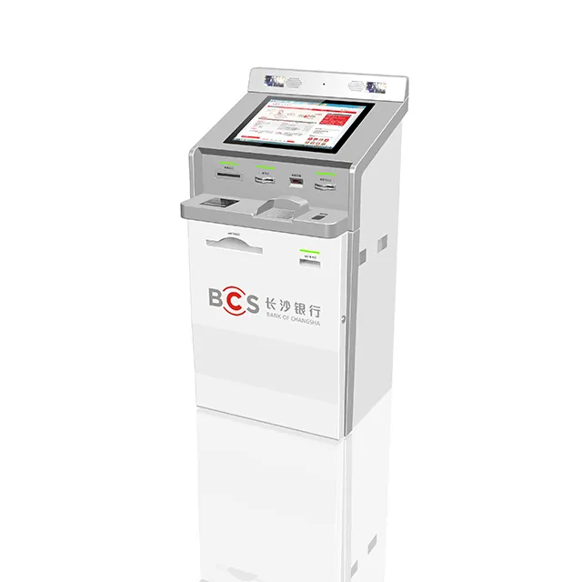 Custom Touchscreen Banking Terminal Self-Service Betaling Kiosk Met Metalen Pin Pad En Paspoortlezer