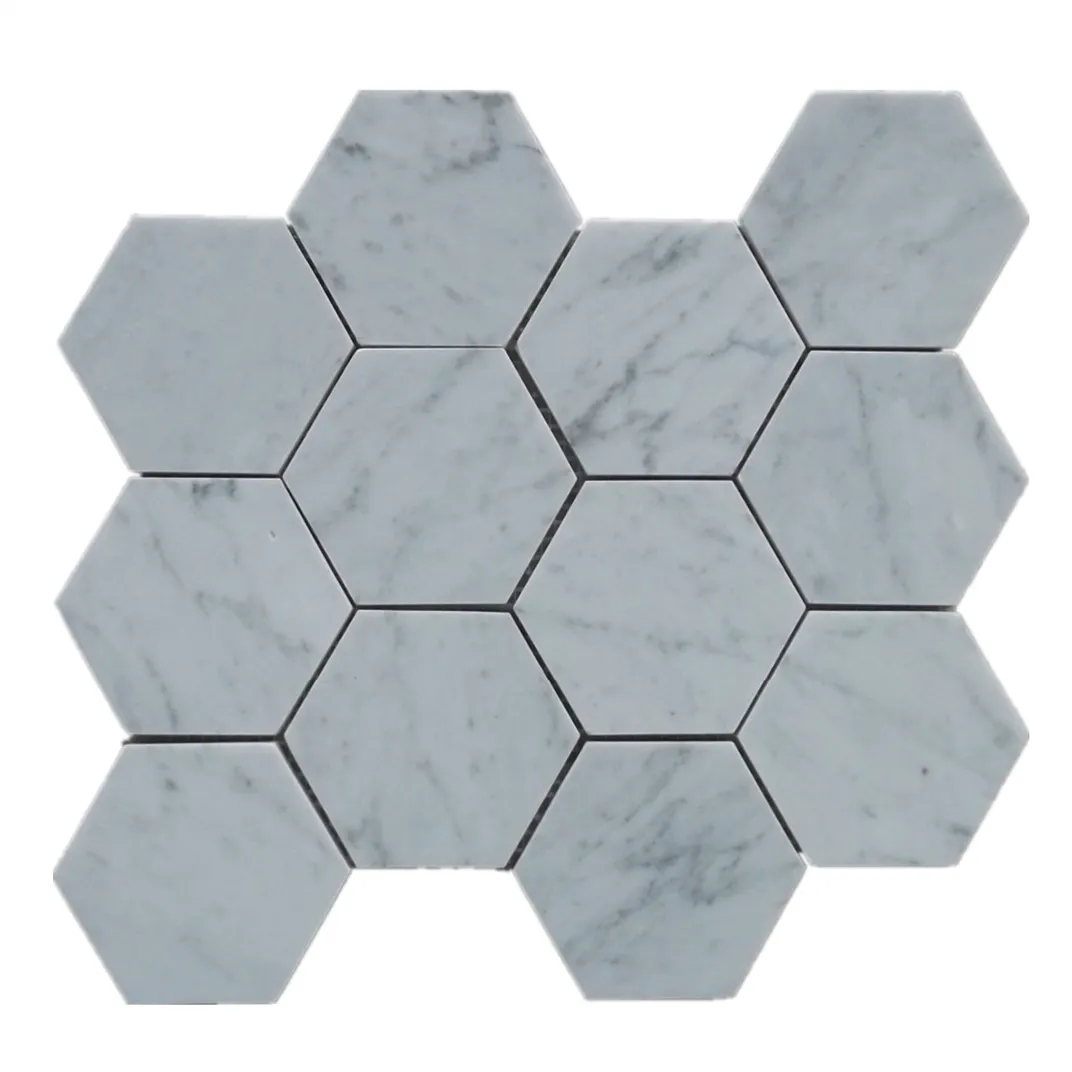 Carrara Weiß Italienischen Carrera Marmor Hexagon Mosaik Fliesen 3 zoll Poliert