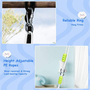 HOMFUL-Columpio de madera para bebé, silla colgante de cuerda de algodón ajustable para patio exterior - Product Image 2