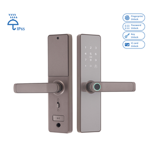 Coffre-fort numérique intelligent avec empreinte digitale, mot de passe et carte, serrure de porte en bois avec poignée <span class=keywords><strong>marron</strong></span> et clavier pour studio, bureau, porte d'entrée - Product Image 2