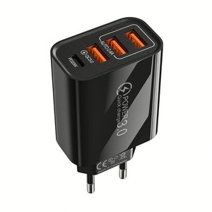 Premium Quality 3-Port <b>Type</b> <b>C</b> Travel <b>Adapter</b> Fast Charging PD 3.0 Charger Android Smartphones EU US Socket Standards 25A Output - Product Image 4
