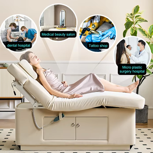 Hot Sale Luxury Beige Beauty Salon Bed 2 Motors Electric Massage Cosmetic <b>Table</b> Chair Facial Spa Bed - Product Image 3