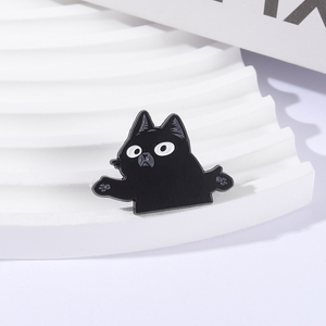 Cartoon Big Eyes Schwarze Katze Brosche Emaille Pins Indifferent Expression Broschen Taschen Revers Abzeichen Tiers chmuck Geschenk für Katzen liebhaber - Product Image 2