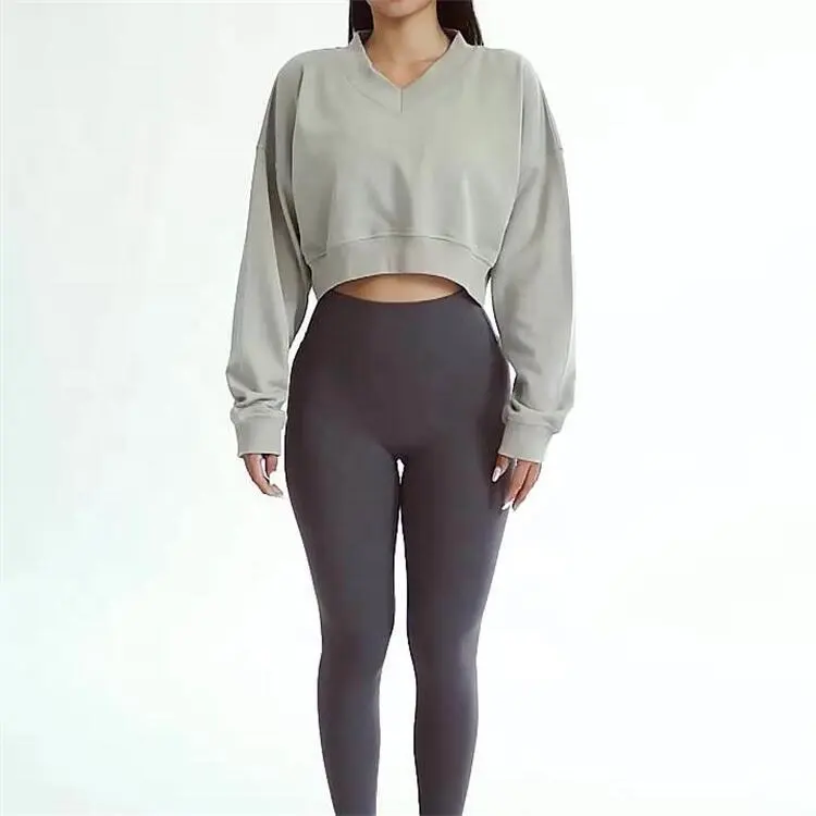 Custom Fashion Style Logo Casual Women Fleece Pullover Loose Fit Crop Top Hoodie Sweatshirt for Girls Ladies