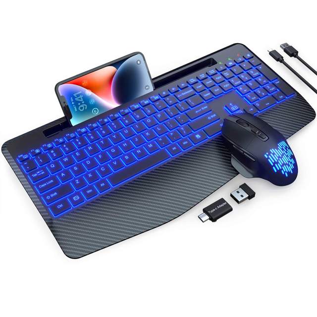 112-Key RGB Backlit Mechanical Wireless Rechargeable Ergonomic Waterproof Gaming Keyboard and Mouse Set in Stock