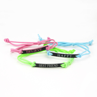 Bricolage peut personnaliser heureux chanceux acrylique lettre marque bracelet élastique nom personnalisé bracelet élastique pour femmes et hommes