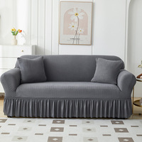 Housse de Canapé Jacquard Tricotée Extensible de Luxe, Ensemble 4/3/2/1 Places, Protection de Canapé avec Jupette pour Décoration d'Intérieur