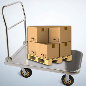 Stainless Steel Cart Warehouse Low Noise Wheel Flat <b>Trolley</b> Handling <b>Trolley</b> Luggage Folding Handling <b>Tool</b> Car - Product Image 2