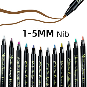 Mềm bàn chải <span class=keywords><strong>tip</strong></span> kim loại đánh dấu 10 12 màu sắc kim loại đánh dấu sơn bút cho Mô hình màu không phai sơn đánh dấu bút - Product Image 4