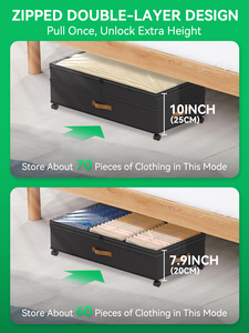 Paquete de 2 Cajas de Almacenamiento Plegables con Ruedas y Tapas, Organizadores para Debajo de la Cama y Armario, Contenedores de Almacenamiento - Product Image 3