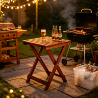 Table d'appoint pliante tendance en bois de sapin de qualité supérieure, bureau de loisirs léger et portable pour la plage, les vacances en bord de mer et les fêtes en extérieur