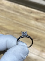 Bague HELE en or massif 18 carats avec diamant de laboratoire taille princesse carrée, sertie de quatre griffes, luxe pour le Festival Qixi