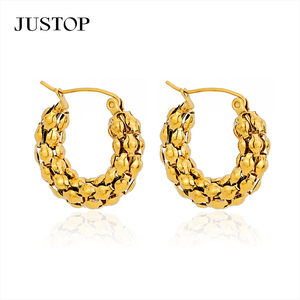 Boucles d'oreilles créoles tendance pour femmes, plaqué or 18 carats, acier inoxydable, hypoallergéniques, étanches, bijoux de mode, fournisseur OEM - Product Image 3