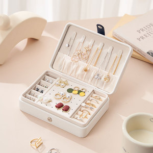 Neuankömmling Anpassbare Doppels chicht Tragbare Reise Rechteck Schmuck Geschenk box mit Knopf für Frauen und Mädchen - Product Image 4
