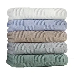 White Hotel Jacquard Bath Towel Custom Cotton Embossed Towel Set Luxury Spa Towel