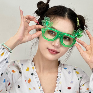 Patricks Day Shamrock Lunettes de soleil Irish Green Four Leaf Clover Glasses <span class=keywords><strong>Leprechaun</strong></span> Costume Accessoires Lunettes - Product Image 2