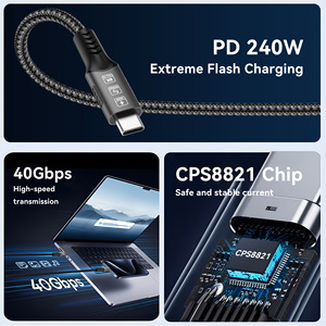 Nylon super rapide tressé 8K USB4 TYPE-C 240W DP 3.1 téléphone portable tablette ordinateur portable charge rapide câble de données 40GB transmission - Product Image 5
