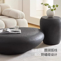 Table basse moderne minimaliste Wabi-sabi en galets, avec cadre en résine et verre, ensemble de tables d'appoint de forme irrégulière pour salons et usage domestique