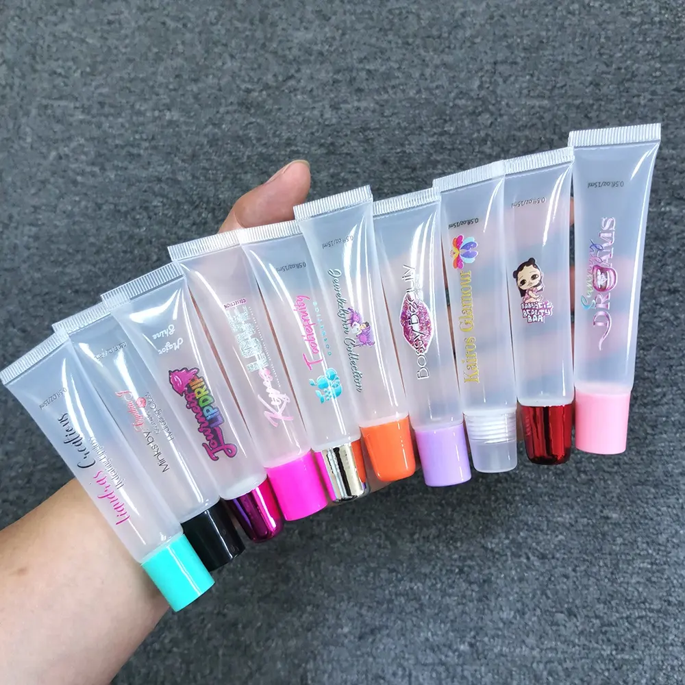 Toptan 10 ML sıkılabilir tüp s dudak parlatıcı kutusu ruj kozmetik ambalaj 10 ML plastik sıkılabilir tüp Lipgloss