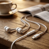 Écouteurs intra-auriculaires numériques filaires Type-C OEM avec micro HD, son stéréo, cordon de 1,2 m, ajustement personnalisé pour le bureau et les voyages