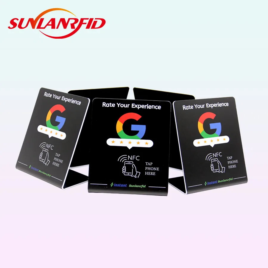 Sunlan Google xem xét Thẻ NFC tấm cho Google đánh giá ntag 213 NFC menu đứng tấm Google xem xét hiển thị RFID NFC đứng