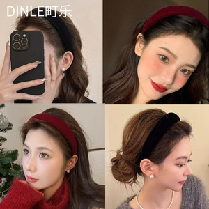 Diadema de Terciopelo DINLE para Mujer, Ancha, Moderna, Accesorio para el Cabello de Uso Diario, Color Sólido, Material de Poliéster - Product Image 5