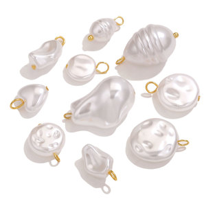 จี้ไข่มุกเทียมสไตล์บาโรก |   จี้ห่วงสแตนเลสเคลือบ PVD 18K สำหรับทำเครื่องประดับ DIY (สร้อยข้อมือ, สร้อยคอ, ต่างหู) - Product Image 1