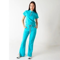 Nouveaux pantalons évasés bleu clair personnalisables pour uniformes médicaux, en tissu tissé, lavables à la main, unisexe, en nylon