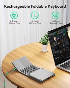 Clavier Bluetooth portable ultra-mince de poche pour 3 appareils, pliable en trois parties, pour iPad, iPhone, Windows - Product Image 2