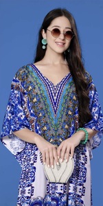 Robe longue africaine en viscose pour femme, coupe ample, style caftan, tunique, poncho, kimono, aspect satiné soyeux, tenue de détente bohème élégante - Product Image 3