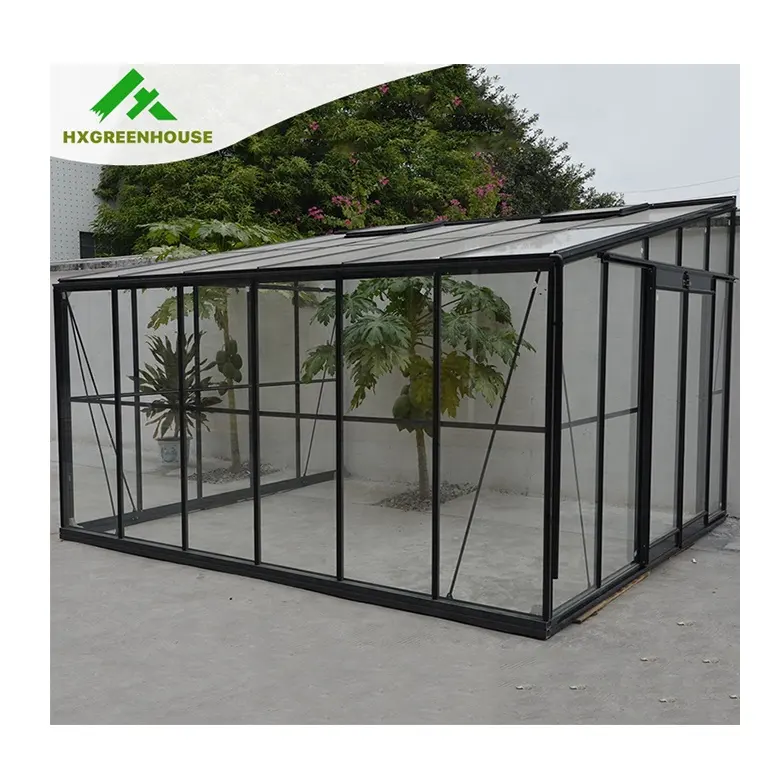 Nieuw Design Deluxe Commerciële Tuinkas Hx97226wg Milieuvriendelijke Metalen Houten Aluminium Frame Waterdichte Glazen Behuizing