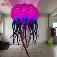 Décoration géante gonflable en forme de méduse avec éclairage LED, méduse gonflable lumineuse suspendue pour décoration de plafond sur le thème de l'océan pour mariage