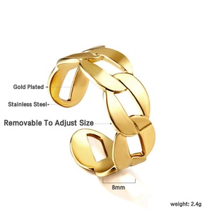 Anillos de Moda con Diseño de Cadena Abierta, Chapados en Oro de 18K, Joyería Impermeable para Mujer, Anillos Abiertos de Acero Inoxidable al por Mayor - Product Image 2