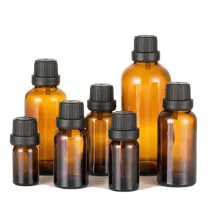 Commercio all'ingrosso 10ml 30ml 50ml 100ml confezione rotonda ambrata confezione per la cura della pelle bottiglia di olio essenziale