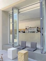 Ventana Corredera Plegable de Diseño Posmoderno, Insonorizada y Resistente al Viento, Marco Estrecho de Aleación de Aluminio, Apertura Total Sin Riel Inferior