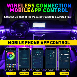 Lampes LED RGB complètes 6 en 1 pour l'intérieur de la voiture, bandes lumineuses acryliques, lampes d'ambiance, commande par application - Product Image 5