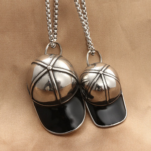 <b>Titanium</b> Steel Hat Pendant Stainless Steel Themed Pendants Men's Casual Punk Retro Style Fashion Jewelry Accessory - Product Image 1