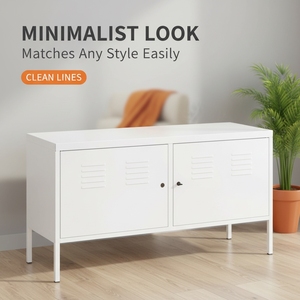 Meuble de classement métallique moderne au design minimaliste, réglable, étanche, résistant à l'humidité, facile à nettoyer, avec serrure à clé, idéal pour le salon - Product Image 4