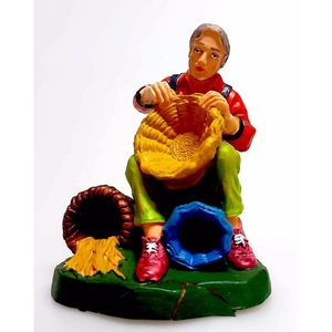 Figurine en paille PVC tressée aux couleurs vives, H. 10cm - Product Image 1