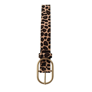 Cintura Angelina in tessuto stampato leopardato con fibbia ad anello a D da 2,5 cm, stile casual, in poliestere - Product Image 3