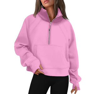 <span class=keywords><strong>Felpe</strong></span> <span class=keywords><strong>con</strong></span> cappuccio donna mezza <span class=keywords><strong>Zip</strong></span> a maniche lunghe per ragazze adolescenti <span class=keywords><strong>felpe</strong></span> oversize - Product Image 5