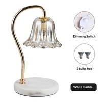 Lampe d'ambiance rétro américaine à base de marbre avec abat-jour en verre gris fumé, régulation de température, pour aromathérapie et chauffe-cire