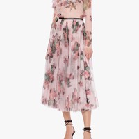 Usine Nouvelle Arrivée Haute Qualité Personnalisé 100% Polyester Longuette Tulle Fleur Imprimer Volants Midi Jupe