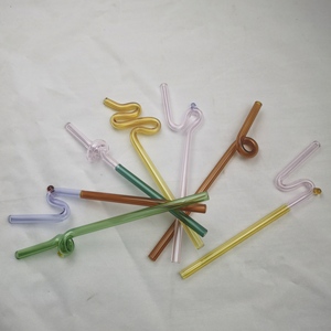 Phong cách tùy chỉnh Ống hút thủy tinh Xoắn ống hút thủy tinh nhiều màu tái sử dụng kính uống ống hút - Product Image 2
