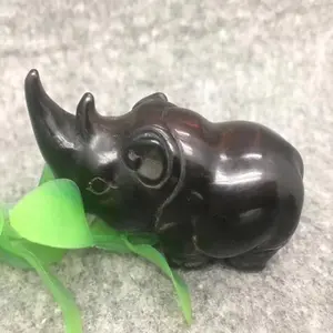 Gros jouer corne de yak petit rhinocéros pendentif main un thé animal de compagnie antique collection cadeaux