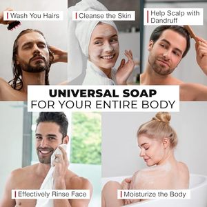 Jabón Natural 4 en 1 de Carbón Vegetal para Hombre, Multiusos: Lavado de Barba, Champú, Jabón Corporal y Jabón para Afeitar con Eucalipto y Árbol de Té - Product Image 5