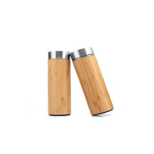 CHL logotipo personalizado aislado de acero inoxidable vaso reutilizable de madera Natural de bambú botellas de agua con tapa - Product Image 1