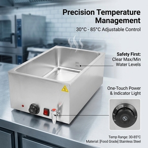 Bain-marie professionnel en acier inoxydable avec drain, chauffe-plats électrique pour hôtels, buffets et restaurants - Product Image 3