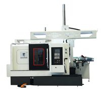 Tour CNC à banc incliné horizontal avec système d'alimentation automatique, robot de chargement/déchargement axe Y, usinage de précision